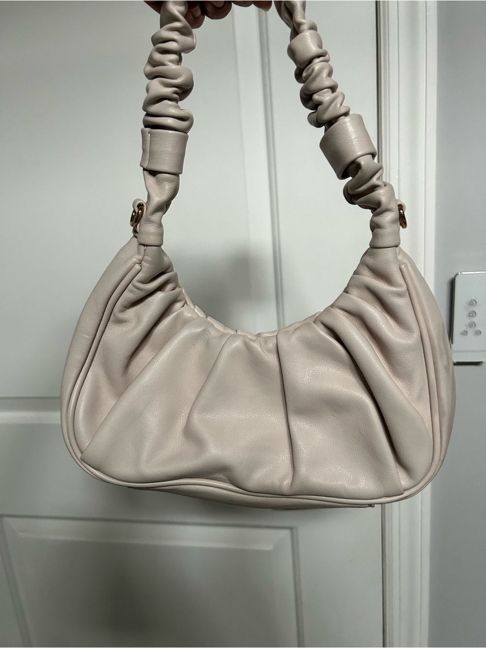 Urban Expressions Ruched Shoulder Bag in Light Taupe